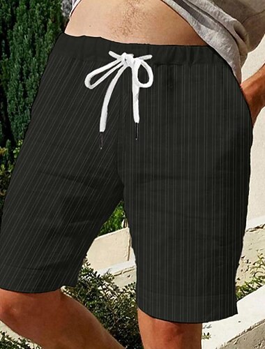  Herr Shorts Sommarshorts Beach Shorts Casual shorts Ficka Snörning Elastisk midja Rand Komfort Kort Utomhussport Dagligen Utekväll Mode Ledigt Svart Vit Microelastisk