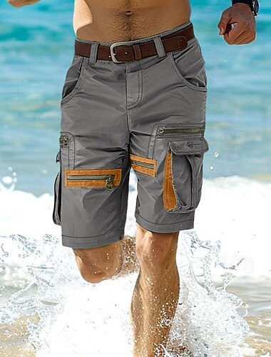  Herren Cargo Shorts Kurze Hosen Shorts Kurze Hosen Lässige Shorts Tasche mit Reißverschluss Multi Pocket Gerade geschnitten Glatt Komfort Knielänge Casual Täglich Festtage Modisch Strassenmode
