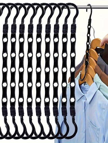 10 قطع شماعة سحرية - منظم خزانة ملابس موفر للمساحة للملابس الثقيلة - شماعة بلاستيكية متينة متعددة الوظائف لمتاجر الملابس