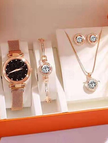  Damen Quarz uhr Diamant Mit Kette Bling Strass Chronograph Legierung Beobachten