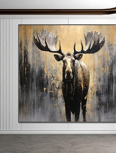  der große Elch. Tiere. 100 % handgemaltes Strukturgemälde, abstraktes Acryl-Ölgemälde, Wanddekoration, Wohnzimmer, Bürowand