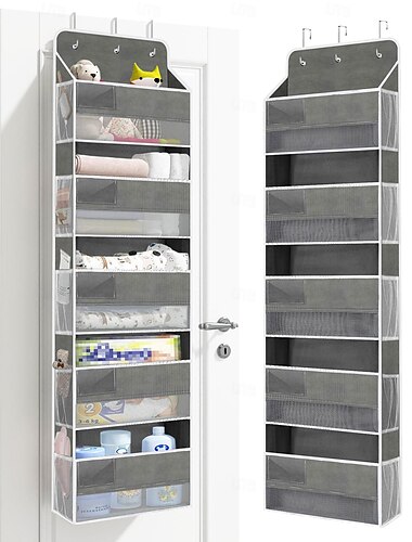  Aufbewahrungsorganizer mit 5 Ablagen zum Über-der-Tür-Einhängen – platzsparendes Hängedesign für den Schulanfang mit 10 Taschen mit extragroßem Fassungsvermögen – perfekt für die Vorratskammer im