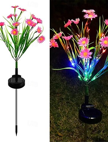  Solar-Wegeleuchten, LED-Simulation wilde Chrysanthemen-Bodeneinbaulampe für den Außenbereich, Gartendekoration im Innenhof, Gartenpflanzenlampe, Hochzeitsfest, Party-Atmosphäre, Lampe, 1 Stück