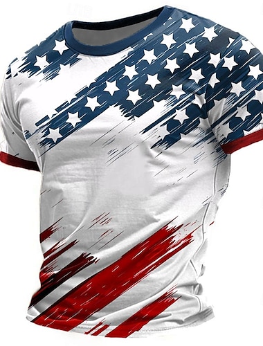  Veterans Day Herr Patriot Patriotisk Veteran Amerikansk Flagga T-shirt Kortärmad T-shirt 3D Tryckt Crew Neck Skjorta Gatustil Fest Födelsedag Gatustil Vit Lila Sommar Vår Kläder Klädsel S M L