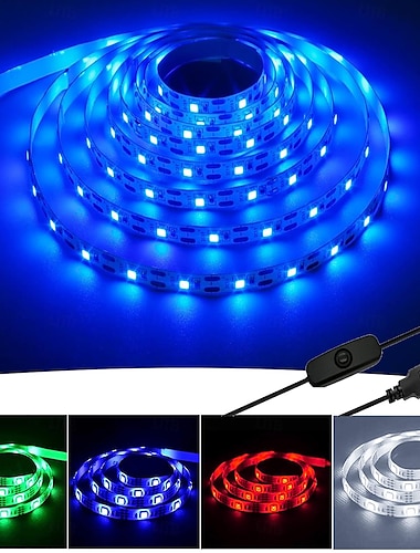  Bande lumineuse LED flexible haute luminosité, bande lumineuse extérieure étanche USB ou alimentée par batterie 5 V 5050 SMD multicolore en option activité intérieure et extérieure ordinateur TV fond