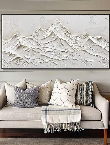  abstrakte Berglandschaft Malerei handgemachte weiße Berg Ölgemälde strukturierte Messer Berg Malerei Kunst weiße Berg Schlafzimmer Wand Dekor Wohnzimmer dekorative Malerei