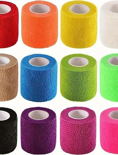  12 Stück elastische selbsthaftende Bandagen – langlebige Erste-Hilfe-Bandage für das Handgelenk beim Sport &Knöchelstütze - bequemes, wiederverwendbares, schnell anzuwendendes 12-Farben-Auswahlset