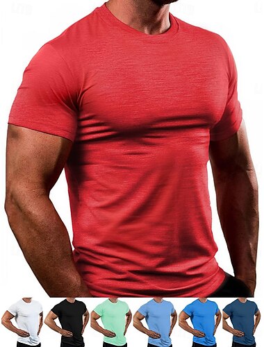  男性用 ジムシャツ 半袖 Tシャツ 夏 スパンデックス 高通気性 速乾性 ライトウェイト ヨガ ジムトレーニング ランニング スポーツウェア アクティブウェア ブラック ホワイト レッド