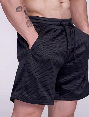  Hombre Pantalones Cortos Running Shorts de gimnasio Pantalones de chándal Malla Bolsillo Correa Cintura elástica Bermudas Exterior Deporte Deportivo Secado rápido Ligero Suave Maratón Corriendo