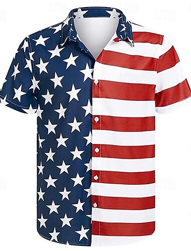  Independence Day 4 juli Amerikaanse Vlag Manga Hawaï-shirts Back To School 3D Amerikaanse Vlag Harajuku Grafisch Kawaii Voor Voor heren Volwassenen Maskerade 4 juli Back To School 3D afdrukken