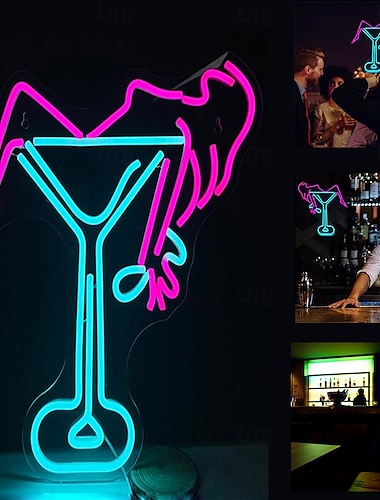  Oktoberfest cóctel USB neón LED señal de luz, estilo luminoso luz de neón cerveza bar club acrílico luz de neón para hotel bar cafetería fiesta de cumpleaños habitación adolescente decoración de pared señal de luz 1 pieza