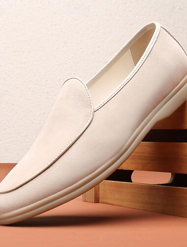  Voor heren Instappers en instappers Jurk schoenen Fietsen Wandelen Zakelijk Casual Brits Buiten Dagelijks PU Comfortabel Anti-slip Instapper gebroken wit Zwart Geel Lente Herfst