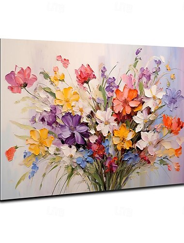  handgefertigtes Ölgemälde auf Leinwand, Wandkunst, Dekoration, moderne abstrakte Blumen für Wohnzimmer, Wohnkultur, gerolltes, rahmenloses, ungedehntes Gemälde