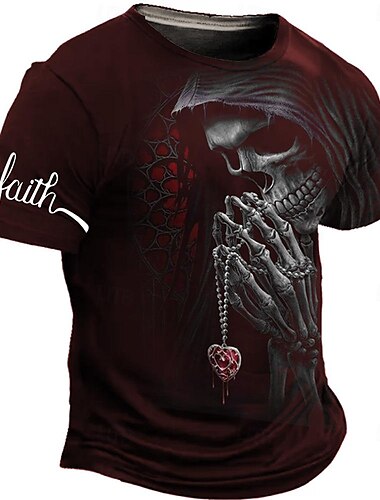  Herre Mørk Reaper T-shirt Kortærmet T-shirt 3D-udskrivning Rund hals Skjorte Designer Gotisk Fest Gade Afslappet Sort Rød Blå Sommer Forår Tøj S M L XL XXL XXXL