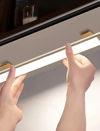  תאורת מתחת לארון, תאורת LED לארון עם חיישן תנועה, מנורת קיר אלחוטית, אורות לילה לד, נטענת ב-USB, מנורות לילה לארון מטבח, מנורת מדרגות 10/20/30/40 ס"מ