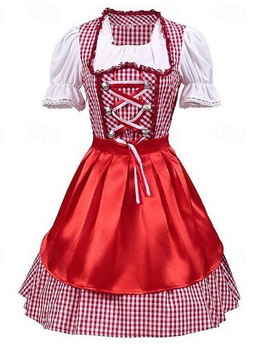 Oktoberfest Mekot dirndl Trachtenkleader Oktoberfest / Olut baijerilainen Perinteinen puku mekko Niityt Naisten Perinteinen tyyli kangas Pusero Leninki Esiliina