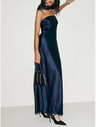  Kleid Sheath Hochzeitsgast Elegantes Kleid Formal Black Tie Bodenlänge Ärmellos Trägerlos Charmeuse mit Trägern 2025