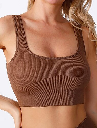  Damen Sport-BH Rundausschnitt Leicht Bequem Atmungsaktiv Sportlich Ärmellos Leichter Halt Sport Einfarbig Sport-BHs Tanktop Für Fitnesstraining Laufen Fitness Schlank Sportkleidung