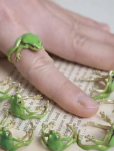  boomkikkerring, verstelbare boomkikkerring, handgemaakte kikkerring, vintage schattige dierenvingerringen, grappige nieuwste boomkikkerring, open ring dagelijkse sieraden voor vrouwen dame meisje