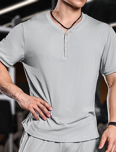  Per uomo Maglietta con bottoni Maglietta Maglia Henley Camicia a Maniche Corte Manica Corta Henley Primavera & Estate Semplice Moda Designer Essenziale Vacanza Streetwear Uscire Aalbicocca Nero Verde