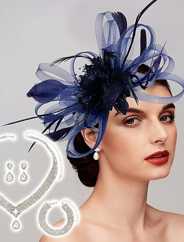  elegante Fascinator-Hüte aus Netzgewebe-Tüll, Kopfbedeckung, Clip-Stirnband mit Feder, Blume, Blumenmuster, Kentucky Derby, Hochzeit, Teeparty, Pferderennen, Kirche, Cocktail, Vintage für Frauen mit
