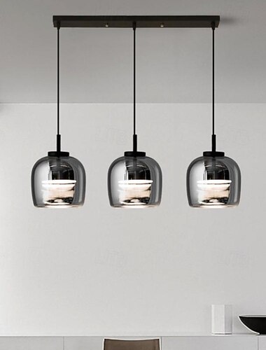  luz pendente led luz de 3 cores 16/116 cm 1/3 luz 16 w vidro medieval estilo moderno lustre bocal abajur de vidro luminárias pendentes de vidro redondo para sala de estar sala de jantar 220-240v