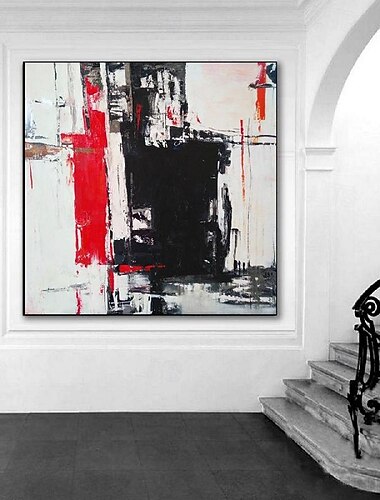  مصنوع يدوي هانغ رسمت النفط الطلاء رسمت باليد مربع تجريدي مناظر طبيعية كلاسيكي الحديث بدون إطار داخلي