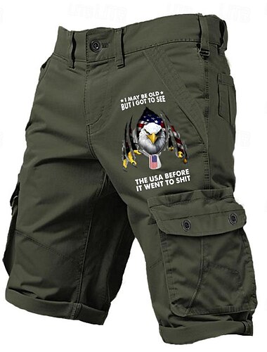  Herr Bokstav Örn Amerikanska flaggan Cargo-shorts Medium Midja Sport Mode Designer Utomhus Utomhussport Ledigt 6 fickor Designer Kläder