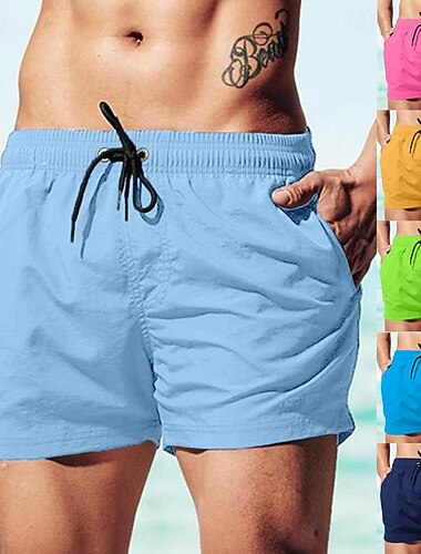  Herr Boardshorts Badshorts Snörning Elastisk midja Slät Komfort Snabb tork Kort Helgdag Strand Helgen Mode Ledigt Stor Gräsgrön Microelastisk