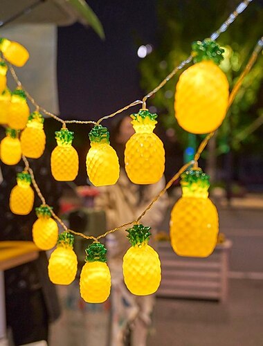  夏のフルーツ型 LED ストリングライト 1.5m 10LED 3m 20LED ハワイアンガーデンライト 電池式 トロピカル 防水 フラミンゴ ココナッツツリー パイナップルライト 自宅 屋外 屋内 パーティー デコレーション