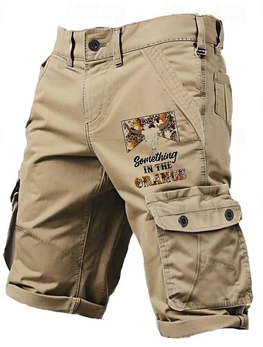  Herr Ko Bokstav Cargo-shorts Medium Midja Sport Mode Designer Utomhus Utomhussport Ledigt 6 fickor Designer Kläder