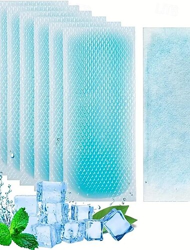  Parche refrescante de 20 piezas, almohadillas de gel refrescante para la fiebre de 8 horas, hojas adhesivas de enfriamiento en frío para la frente azul con sofocos