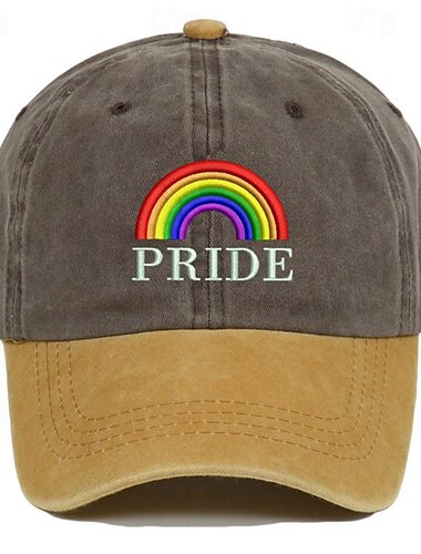  Voor heren Baseballpet Zonnehoed Trucker Hoed Zwart Rood 100% puuvillaa Geborduurd Modieus Casual Straat Dagelijks Kleurenblok Regenboog Verstelbaar Zonbescherming Ademend