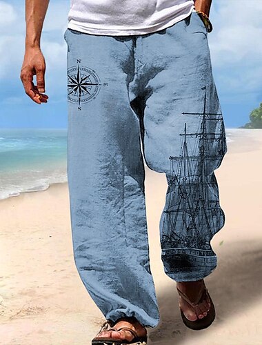  Herren Hawaiianisch Retro Hosen Hose 3D-Druck Hose mit geradem Bein Mittlere Taillenlinie Elastischer Kordelzug in der Taille Outdoor Strasse Festtage Sommer Frühling Herbst entspannte Passform