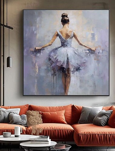  håndlaget oljemaleri lerret veggkunst dekorasjon moderne figur ballerina jente til hjemmedans studio dekor rullet rammeløst ustrukket maleri