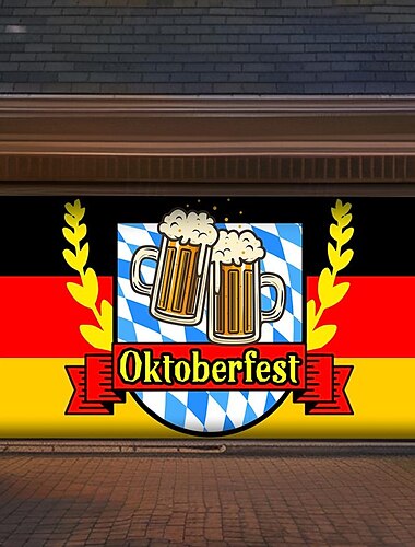  Κάλυμμα Πόρτας Γκαράζ Oktoberfest 2025 Γερμανίας Μπανερ Μπίρας Vintage Märzen Μπίρα Μεγάλο Φόντο Διακόσμησης για Γιορτασμό Εξωτερικού Γκαράζ Διακόσμηση Τοίχου Σπιτιού
