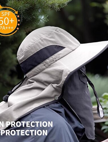  Sombrero para el sol con solapa para el cuello Unisexo Gorro para el Sol Sombrero Bob Sombrero boonie Impermeable Protección UV para Pesca Playa Camping / Senderismo / Espeleología Color sólido Orlón
