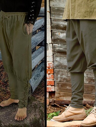  Retro Vintage Mittelalterlich Renaissance Piratenhose Ren Faire Keltischer Ritter Ranger Einfarbig Herren Seeräuber Fantasie Halloween Karneval Maskerade Leistung LARP Renaissance-Messe Erwachsene