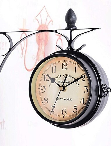  Heiße klassische retro wanduhr doppelseitige außen halterung uhr hause dekoration