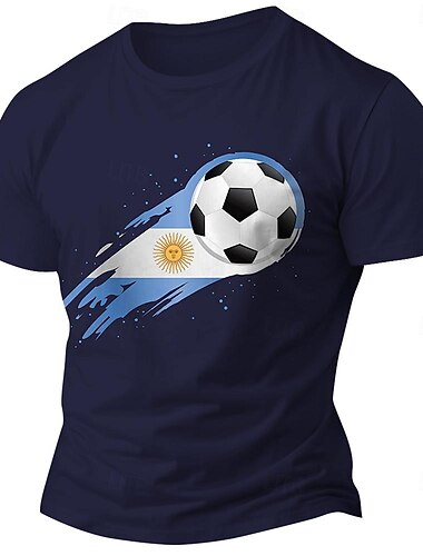  Flaga Piłka nożna Flagi Klasyczny Codzienny Męskie Podkoszulek Podkoszulek Czarny Biały Ciemnoniebieski Krótki rękaw Półgolf Koszula Lato Wiosna Odzież M L XL XXL XXXL