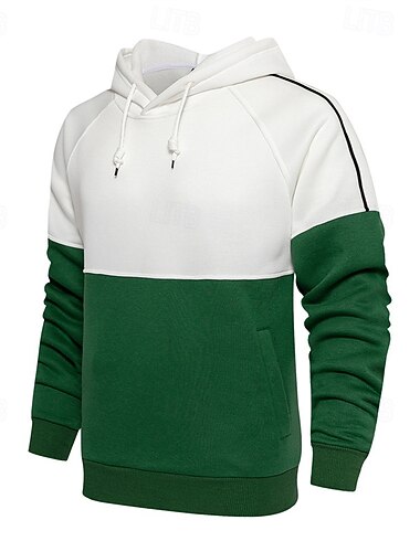  Hombre Sudadera Negro Verde Trébol Gris Con Capucha Bloque de color Retazos Deporte Diario Festivos Ropa de calle Básico Casual Primavera & Otoño Ropa Sudaderas con capucha Sudaderas