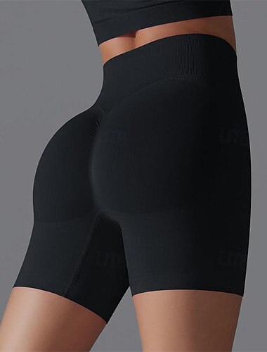  Damen Fitnessshorts Yogashorts Trainingsshorts Elastischer Bund Hohe Taille Yoga Fitnesstraining Pilates Shorts Schwarz Rot Burgund Sport Sportkleidung Dehnbar Schlank