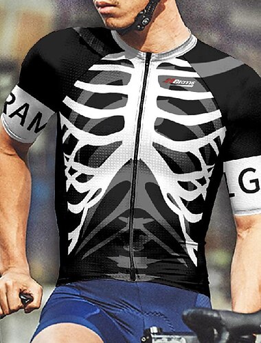 Herre Sykkeltrøyer Kortermet Sykkel T-skjorte Jersey med 3 baklommer Fjellsykling Pustende Hurtigtørkende Anatomisk design Vidje Svart Burgunder Grå Skjelett sport Klær