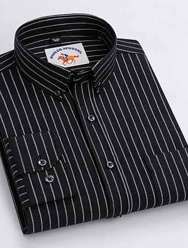  Homens Camisa Social Saia camisa de botão Riscas Casamento Festa Preto Rosa Azul Azul Céu Claro Manga Longa Lapela Primavera & Outono Roupa Bolso frontal