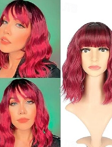  losse golf bob pruik golvend met luchtknal krullend haar pruiken synthetische cosplay partypruiken voor vrouwen