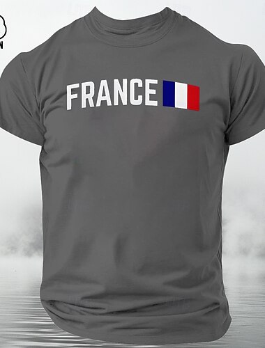  Herren Frankreich Flagge / Nationalflagge T Shirt T-Shirt 100% Baumwolle Kurzarm Grafik Hemd Schwarz Weiß Dunkelblau Bequemes T-Shirt Straße Sport im Freien Modedesigner-Kleidung