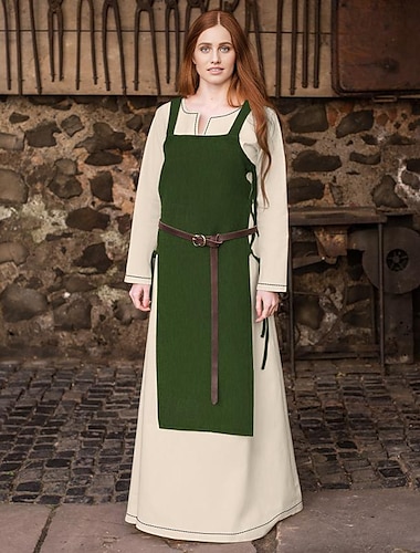 naisten keskiaikainen viikinki-esiliinamekko, jossa nyöritetty selkänoja, tunikamekko, 2 kpl asuja larp-messuille, renessanssin messuille, karnevaalille, halloween-mekko (ilman vyötä)