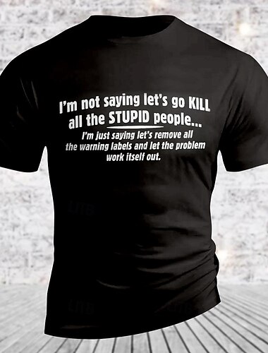  Voor heren Woorden Grappig letter afdrukken T-shirt 100% katoen Korte mouw Grafisch Shirt Zwart Wit Donkerblauw Comfortabel T-shirt Straat Buitensporten Modeontwerper kleding
