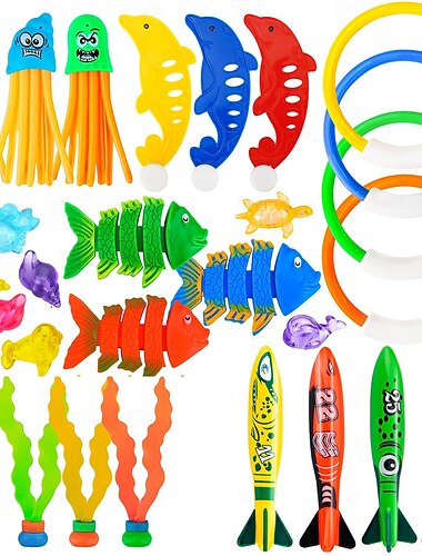  Jouets de piscine de plongée pour enfants âgés de 4 à 12 ans, 28 pièces, jouets de piscine sous-marine pour enfants, jouets aquatiques pour cadeaux de fête à la piscine, jouets de plongée d'été