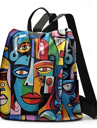  großer Rucksack mit farbenfrohem abstraktem Kunstdruck und viel Platz zum Tragen – robuster und geräumiger Schulranzen mit verstellbaren Trägern, in zwei Mustern erhältlich